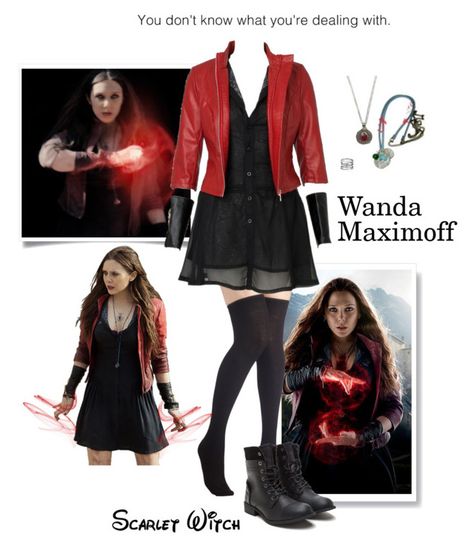 "Wanda Maximoff/Scarlet Witch - Avengers Age Of Ultron" by gone-girl ❤ liked on Polyvore featuring Avengers, scarletwitch, wandamaximoff, Avenger, avengersageofultron and AAOU Scarlet Witch Avengers, Marvel Inspired Outfits, Scarlet Witch Costume, Wanda Maximoff Scarlet Witch, Marvel Fashion, Наташа Romanoff, Avengers Outfits, Movie Inspired Outfits, Marvel Clothes