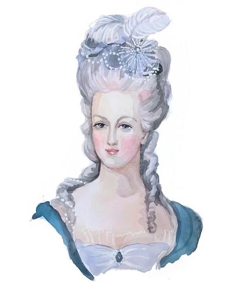 Marie Antoinette Sketch, Marie Antoinette Illustration, Marie Antoinette Drawing, Marie Antoinette Painting, Marie Antoinette Art, Marie Antoinette Hair, French Drawings, 1700s Dresses, Glaze Patterns