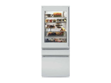 Monogram Fully Integrated Glass-Door Refrigerator Glass Door Refrigerator, Charcoal Walls, Glass Refrigerator, Bath Renovation, Refrigerator Drawers, Restaurant Kitchen, Brushed Aluminum, Kitchen Pantry, French Door Refrigerator