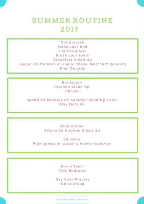 A simple, free printable routine to keep good habits during the summer months Summer Productive Routine, That Girl Summer Day Routine, Summer Routine For Teenagers, Kid Summer Schedule Daily Routines, Summer Daily Routine For Teens, Summer Routine, Tidy Bedroom, Study Routine, Routine Ideas