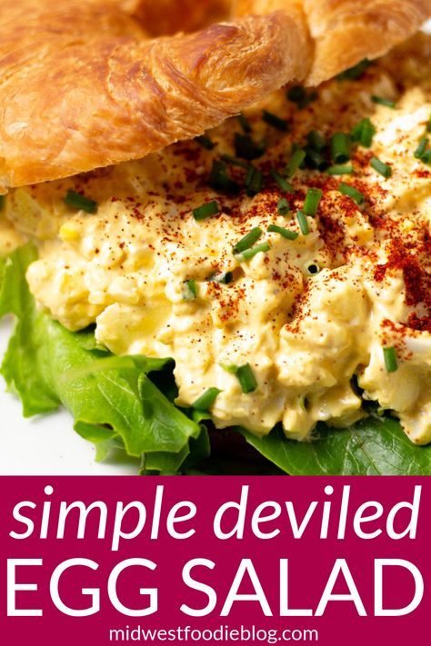 Easy Deviled Egg Salad | Midwest Foodie | Deviled egg salad combines the tried and true flavors of deviled eggs with the classic, creamy deliciousness of egg salad. It's quick, easy and a great way to use up those leftover Easter eggs! Marshmallow Recipes, Classic Egg Salad Recipe, Salty Marshmallow, Deviled Egg Salad, Best Egg Salad Recipe, Egg Salad Sandwich, Easy Egg Salad, Classic Egg Salad, Deviled Eggs Easy