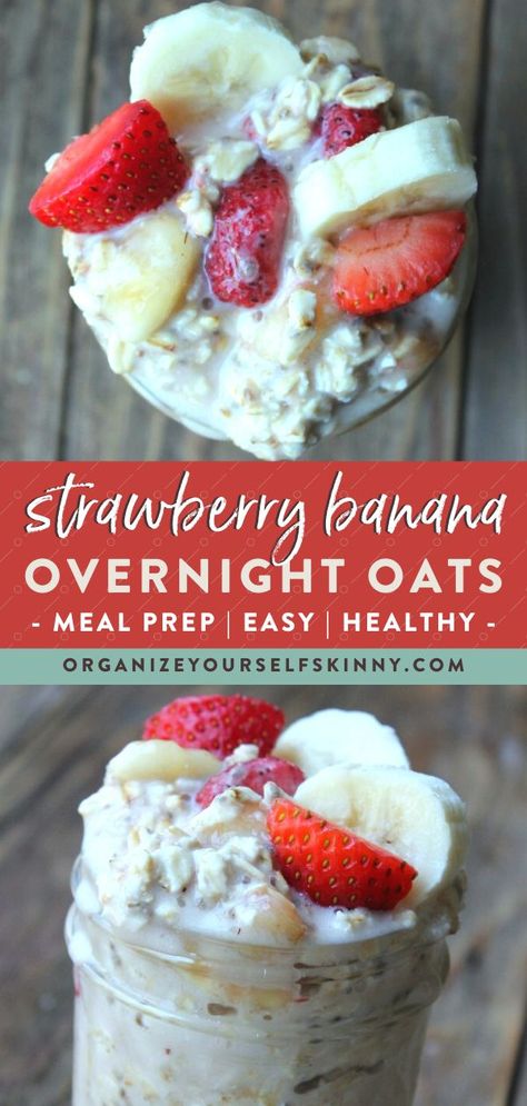 Breakfast Easy Healthy, Overnight Oats Healthy Clean Eating, Low Calorie Overnight Oats, Overnight Oats In A Jar, Strawberry Overnight Oats, Oats Overnight, Overnight Oatmeal Recipes, Oat Recipes Healthy, Low Calorie Breakfast