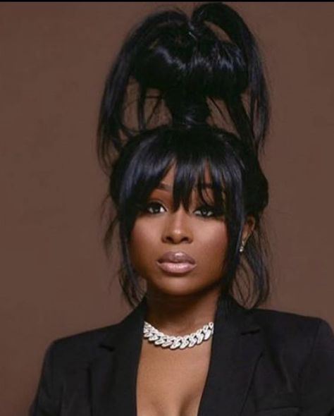 Weave Ponytails With Bangs, Lace Wig With Bangs, Black Hair Updo Hairstyles, Straight Lace Front Wig, Brown Hair Shades, Peekaboo Hair, Short Hair Images, Black Ponytail Hairstyles, Magic Love