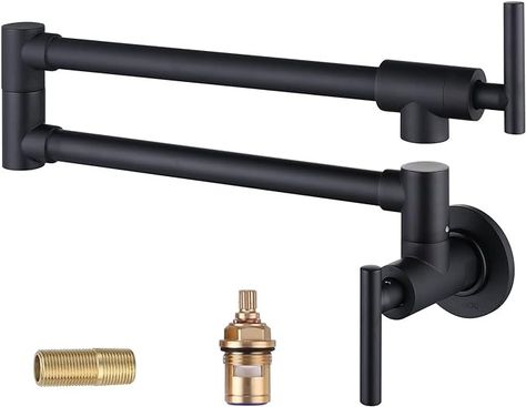 WOWOW Pot Filler Faucet Matte Black Commercial Wall Mount Stove Faucet, Brass Pot Filler Folding Faucet Over Stove, Kitchen Pot Faucet with Double Joint Swing Arms - Amazon.com Faucet Above Stove Pot Filler, Oven Faucet Pot Filler, Brass Pot Filler The Home Depot, Stove Water Faucet Pot Filler, Brass Pot Filler, Smooth Top 36” Range With Pot Filler, Double Jointed, Brass Pot, Pot Filler