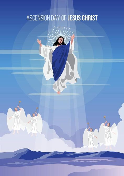 The Ascension Of Jesus, Ascension Of Jesus, Ascension Day, Christian Graphics, Jesus Design, Resurrection Day, Jesus Drawings, Patriotic Art, Jesus And Mary Pictures