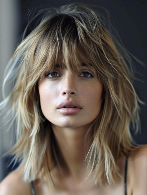 Med Hair, Bang Styles, Extension Styles, Medium Haircuts With Bangs, Shag Hair, Long Shag, Medium Haircuts, Bob Haircut For Fine Hair, Shag Hairstyles