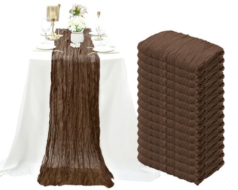 PRICES MAY VARY. Cheesecloth 【Quantity and Size】You will receive 15 pieces long brown cheesecloth table runner, enough quantity which will meet your wedding banquets and daily use or replace. The size of these rustic cheesecloth table runner is approx.35" wide and 10 feet length, which is large enough to cover a rectangle table or round tables which can accommodate 8 to 10 people. 10Ft is an ideal length for your party table decorations. The cheese gauze table runners can also be spliced togethe Boho Wedding Table Runner, Brown Table Runner, Winter Table Decor, Cheesecloth Table Runner, Vintage Wedding Table, Rustic Table Runners, Boho Table Runner, Farmhouse Table Runners, Reception Table Decorations