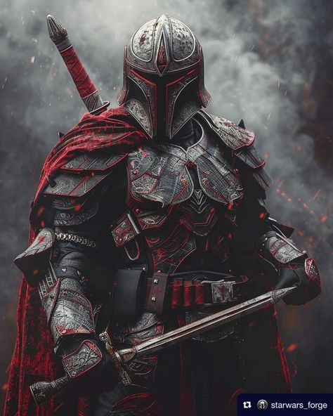 Jedi Art, Geek Movies, Armor Drawing, Knight Tattoo, Warrior Concept Art, Mandalorian Armor, Dark Warrior, Warrior Tattoos, Star Wars Characters Pictures