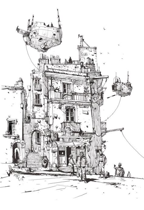 Ian McQue Ian Mcque, Environment Sketch, Urban Sketches, Urban Sketch, White Drawing, Ink Sketch, Black And White Drawing, Urban Sketching, Architecture Sketch