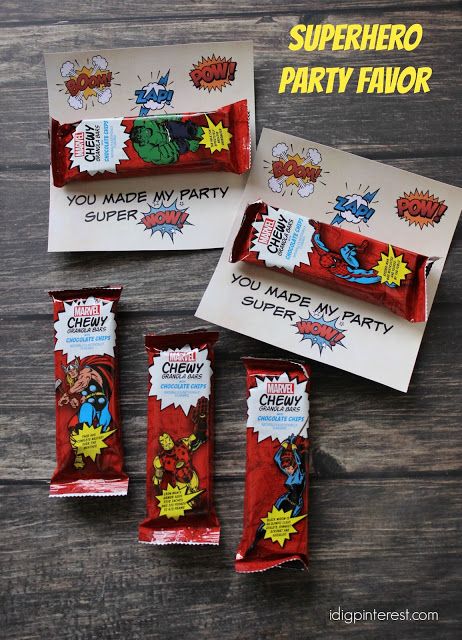 MARVEL Party Favor with Free Printable - I Dig Pinterest Marvel Party Favors, Superhero Favors, Spidey Birthday, Zap Pow, Superhero Party Favors, Hulk Party, Comic Party, Marvel Birthday Party, Marvel Party