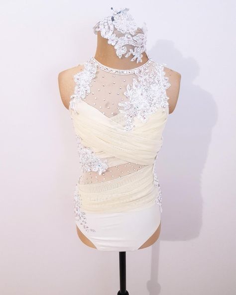 https://www.instagram.com/p/Cfm0LHNBIOp/?igshid=MDJmNzVkMjY= Angel Lyrical Costume, White Contemporary Costume, White Contemporary Dance Costume, White Lyrical Costume, White And Gold Dance Costume, Dance Moms Costumes, Twirling Costumes, Solo Dance Costumes, Cute Dance Costumes