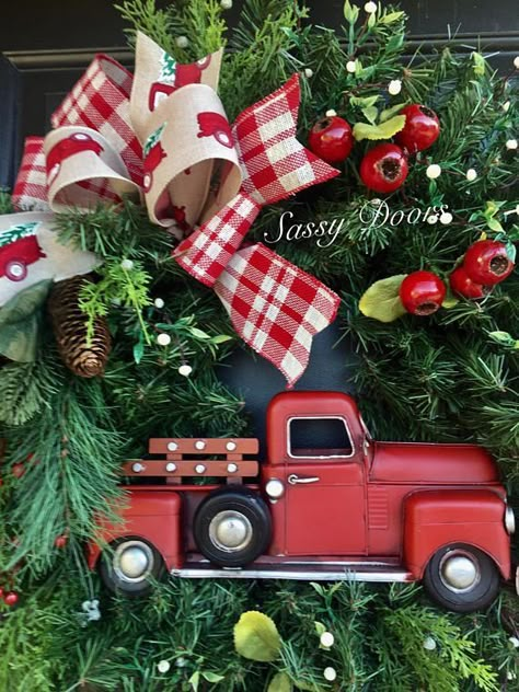 Diy Boy Room, Boy Room Decor, Red Truck Christmas, Christmas Red Truck, Christmas Ad, Wreath Farmhouse, Woodland Christmas, 12 December, Christmas Truck