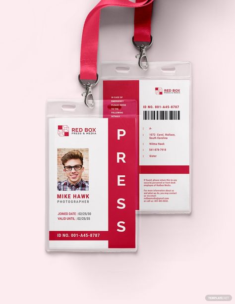 Vertical Press ID Card Template Press Card Design, Staff Card, Blank Id Cards, Identity Card Design, Card Template Free, Employees Card, Illustrator Template, Badge Template, Name Card Design