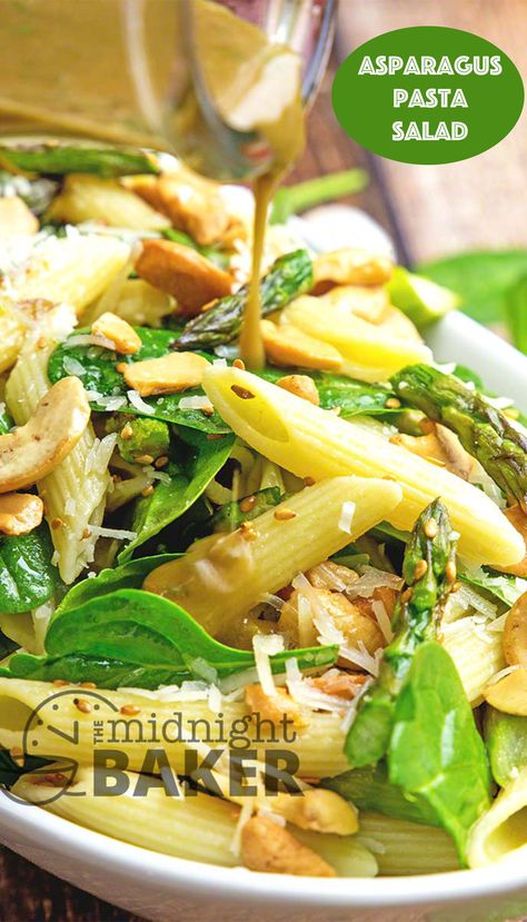 Warm summer pasta salad made with asparagus and penne pasta is a very easy pasta recipe Warm Pasta Salad, Spinach Pasta Salad, Penne Pasta Salads, Asparagus Pasta Recipes, Asparagus Pasta Salad, Pasta Salad With Spinach, Healthy Pasta Salad, Pasta Side Dishes, Summer Side Dish