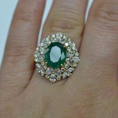 Simulated diamond & emerald colour gem stone Ring Gem Stone Ring, Emerald Colour, Sri Ram, Cutwork Blouse, Diamond Rings Design, Gold Ring Designs, Jewels Rings, Diamond Jewelry Designs, Morganite Engagement Ring