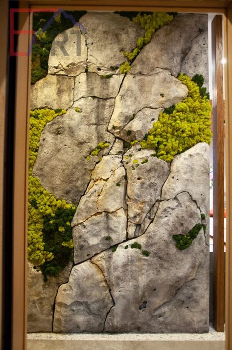 Green Wall Design, Stone Wall Design, Small Studio Apartment, Ideas For Living Room, Studio Apartment Ideas, Moss Art, Apartment Architecture, Moss Wall, Concrete Art