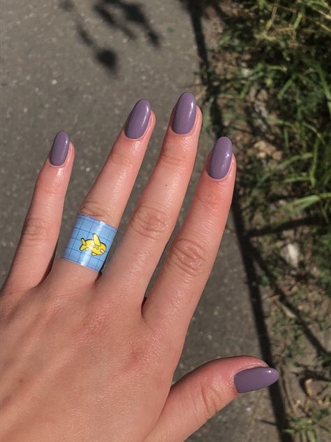 Greyish Purple Nails, Nail Inspo Round, Greyish Purple, Cute Nail Colors, Aesthetic Nail, Nail Work, Natural Nail Designs, Cute Simple Nails, Edgy Nails