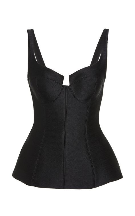 Neoprene Bustier Peplum Top by BRANDON MAXWELL Now Available on Moda Operandi Golden Corset, Bustier Top Outfits, Peplum Tops, Brandon Maxwell, Women's Shapewear, Bustier Top, Best Fashion, Moda Operandi, Daily Fashion