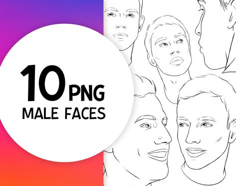 Faces Procreate, Face Procreate, Procreate Face, Pocket App, Face Stamp, Male Faces, Face Template, Fashion Design Template, Canvas Drawing