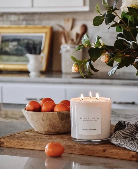 Candles In Kitchen, Candle In Kitchen, Kitchen Hygge, Candle Staging, Candle Interior, Kitchen Counter Styling, Kitchen Candle, Autumn Kitchen Decor, Candles Photography