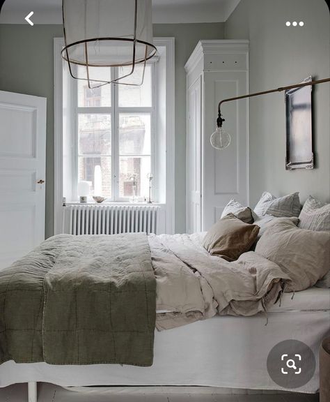 Pale Green Bedrooms, Scandi Bedroom, Sink Decor, Coco Lapine Design, Sage Green Bedroom, Sage Green Walls, Green Bedroom, Modern Bedroom Design, Green Rooms