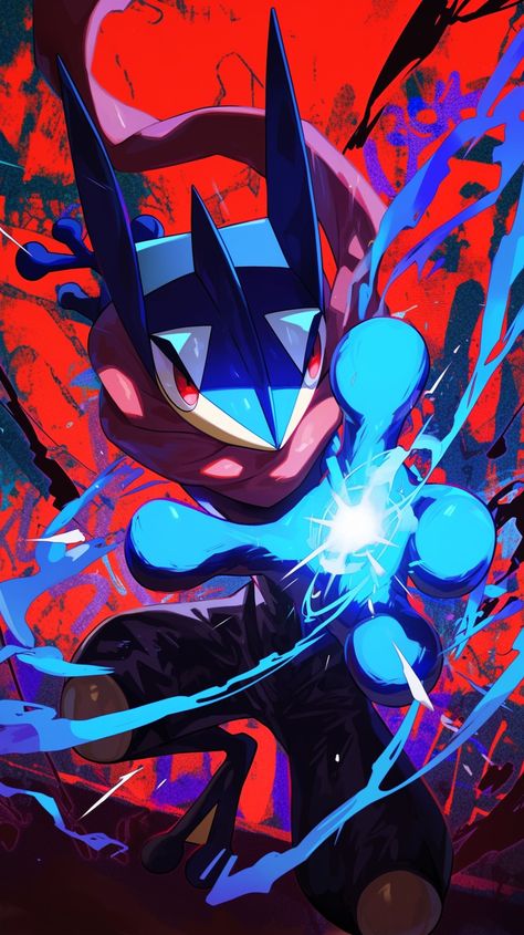 Greninja in the style of Jujutsu Kaisen made by Silverbloom Greninja Art, Greninja Wallpaper, Greninja Fanart, Deadpool Wallpaper Iphone, Pokemon Greninja, Giratina Pokemon, Pokémon Anime, Lucario Pokemon, Pokemon Poster