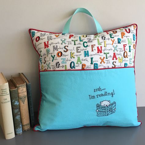 Mrs. Jones Book Pillow Pattern, Pocket Tutorial, Book Pocket, Mrs Jones, Tutorial Sewing, Pillow Embroidery, Book Pillow, Camping Pillows, Pocket Pillow