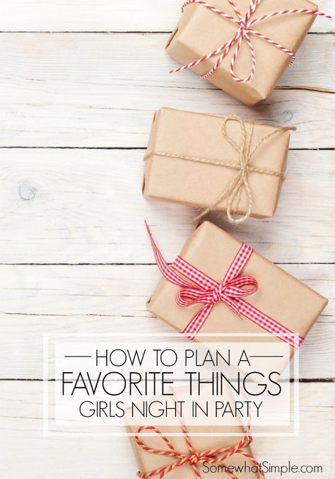 How to Plan a Favorite Things Party: This week I am having a fun group of girls over for a Favorite Things Party. What is a Favorite Things Party, you ask? Let me tell you all about it and how to plan your own! A Favorite Things Party is just another excuse to gather your girlfriends together and exchange gifts. You each bring an item to the party (all similar in price), eat yummy food, chat, relax and do whatever it is you and your friends love to do. It is a perfect Girls Night IN! How to Pla Pink And Gold Decorations, Ladies Night Party, Tea Cup Party, Favorite Things Party, Girls Night In, Celebrate Good Times, Fun Group, Spring Party, Friends Party