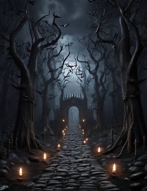 create a dark evil spooky forest with a cobblestone pa 2 Evil Royalty Aesthetic, Evil Forest, Spooky Forest, Dark Evil, Royalty Aesthetic, Forest, Art