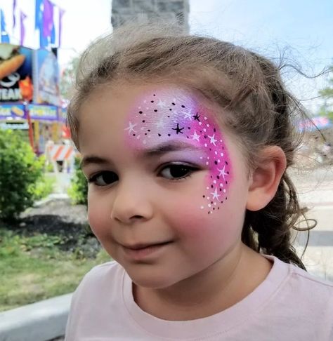 Space Face Painting, Space Face Paint, Star Face Paint, Cosmic Makeup, Easy Face Painting Designs, Make Carnaval, Glitter Bar, Space Makeup, Estilo Hijab