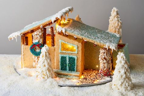 https://mymodernmet.com/mid-century-modern-gingerbread-house/?utm_source=convertkit Showstopping Desserts, Cardamom Cookies, Xmas Desserts, Christmas Buffet, Seasonal Cooking, Cookie Pizza, Marshmallow Fondant, Cookie House, Wilton Cakes