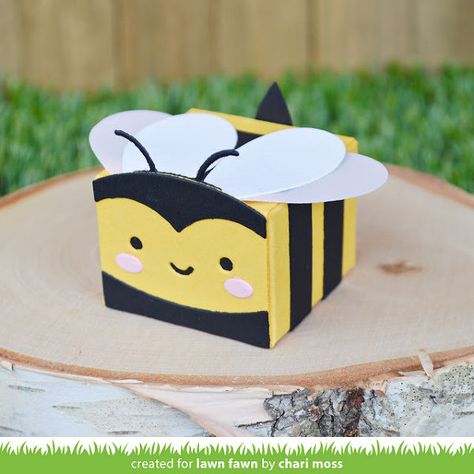 Lawn Fawn Intro: Tiny Gift Box Bee Add-On, Tiny Gift Box Unicorn and Horse Add-On - Lawn Fawn Bumble Bee Valentines Boxes, Bee Valentine Box Ideas, Bee Party Favors, Bee Valentine, Lawn Fawn Blog, Bee Boxes, Valentine Day Boxes, Tiny Gifts, Lawn Fawn Cards