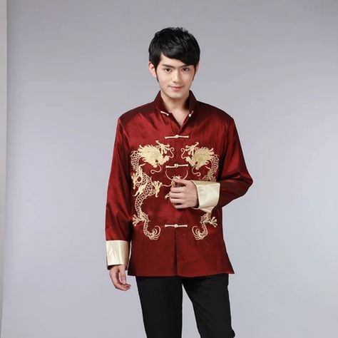 Tang Suit Traditional Chinese Clothing for Men Full Sleeve 2020 News Kung Fu Clothing New Year Clothes Vintage Party Male Jacket|Tops| - AliExpress Traditional Chinese Clothing Male, Chinese Clothing For Men, Kung Fu Clothing, Chinese New Year Outfit, Chinese Shirt, Traditional Chinese Clothing, Hot Halloween Outfits, Tang Suit, New Years Outfit