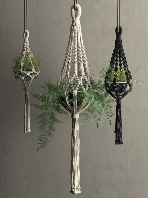 Pots With Plants, Diy Macrame Wall Hanging, Art Macramé, Macrame Plant Hanger Tutorial, Macrame Plant Hanger Patterns, Macrame Planter, Macrame Hanging Planter, Diy Macrame Plant Hanger, Macrame Wall Hanging Diy