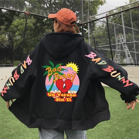 Bad Bunny-Sudadera con capucha de Un Verano Sin Ti para hombre, chaqueta de manga larga con cremallera, abrigo Harajuku gótico Y2K, ropa para adolescentes, 2022 Y2k Coat, Gothic Harajuku, Printed Hoodie Men, Gothic Y2k, Hoodies Men Style, Teen Clothes, Hoodie Men, Bad Bunny, Long Sleeves Jacket