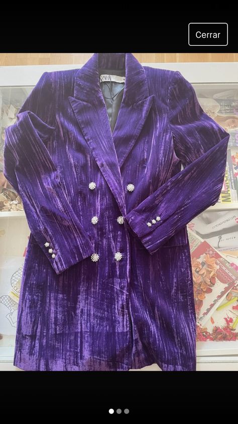 Velvet Blazer Dress, Purple Velvet Blazer, Winter Closet, Crystal Buttons, Closet Inspiration, Fashion Catalogue, Velvet Fashion, Velvet Blazer, Purple Velvet