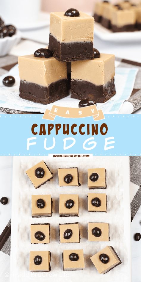 Cappuccino Fudge, Coffee Fudge Recipes, Creamy Fudge Recipe, Coffee Fudge, Homemade Fudge Recipes, Fudge Flavors, Chocolate And Coffee, Christmas Fudge, Fudge Recipes Easy