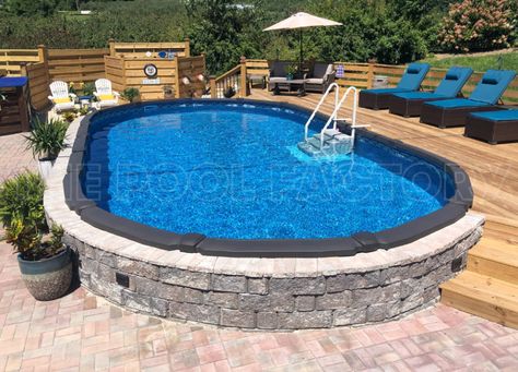 Landscaping Around Your Above Ground Pool Semi Above Ground Pool, Deck Decor Ideas, Pool Deck Decor, Oval Pool, Cheap Pool, Pool Deck Ideas, Semi Inground Pools, Best Above Ground Pool, Outdoor Pool Area