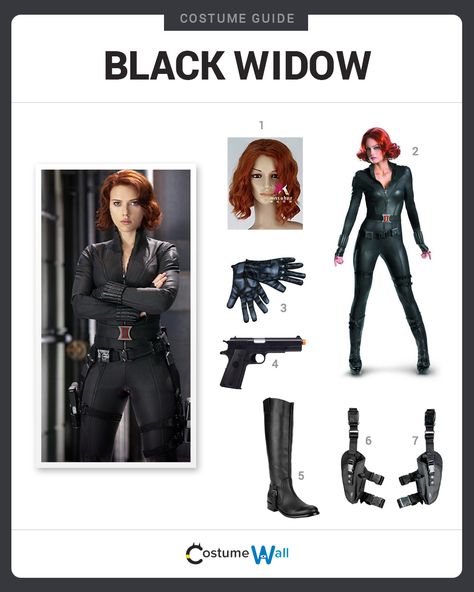 Suit up like the agent of S.H.I.E.L.D. and member of the Marvel superhero team The Avengers as Natasha Romanova better known as Black Widow. Womens Superhero Costumes, Diy Superhero Costume For Women, Black Widow Marvel Costume, Diy Black Widow Costume, Black Widow Diy, Black Widow Halloween Costume, Black Widow Outfit, Costume Wall, Widow Costume