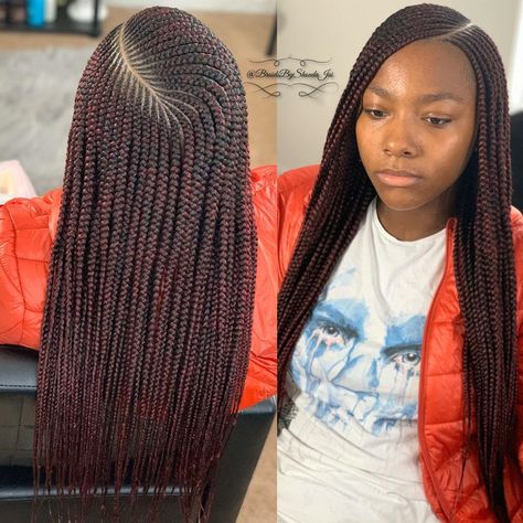 Layer Cornrows Braids, Half Cornrows Half Box Braids Side Part, Layer Braids Black Hairstyles, Braids To Hide Bald Edges, Two Step Ghana Weaving Hairstyles, Grown Hairstyles, Layered Cornrows, Plaits Hairstyles Black, Edges Braids