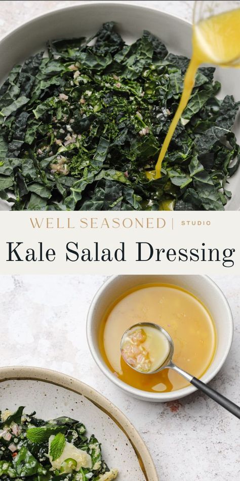 Weekday Salads, Kale Salad Dressing, Kale Quinoa Salad, Kale Caesar Salad, Kale Salad Recipes, Caesar Salad Dressing, Sprouts Salad, Croutons Homemade, Homemade Dressing