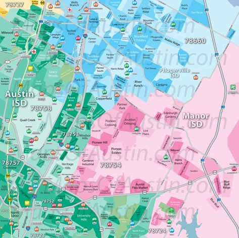 Northeast Austin, TX - Northeast Austin, TX Neighborhood Map | Maps of Austin - Neighborhood Maps of Austin, Texas Austin Map, Austin Neighborhoods, Affordable Homes, City Parks, Student Living, Close Proximity, City State, Retail Shop, School District