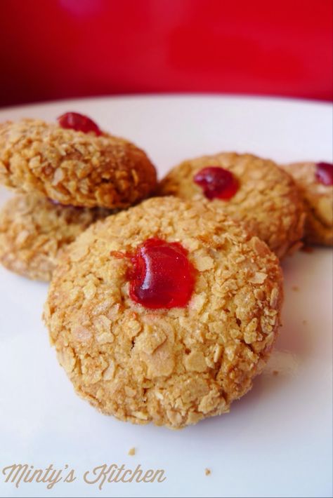 Nestum Cookies Cookie Recipe Without Eggs, Nestum Cookies, Koekie Resepte, Cookie Recipes Without Eggs, Healthy Oat Cookies, Cherry Oatmeal Cookies, Oat Biscuits, Oatmeal Biscuits, Oat Cookie Recipe