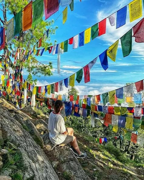 Dharamshala Aesthetic, Mcleodganj Aesthetic, Dharamshala Himachal Pradesh, Mountains In India, Mountain Photo Ideas, Tibetan Clothing, Diwali Outfit, Dharamsala, Mountain Photo