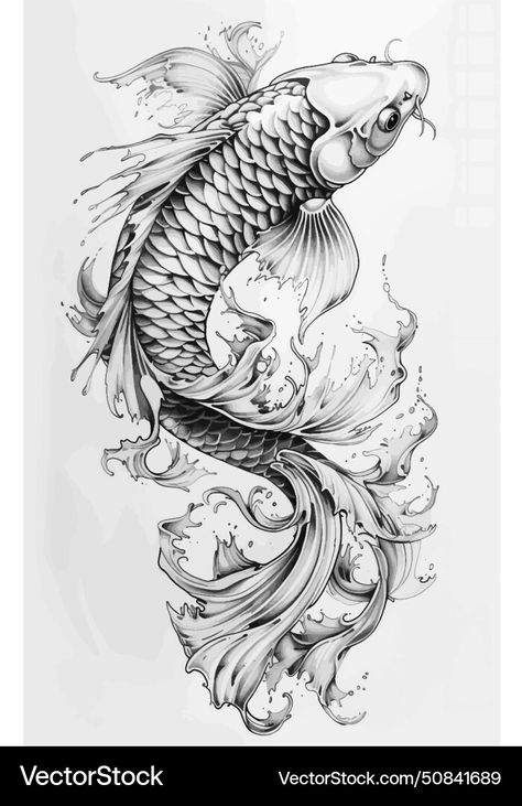 Pez Koi Tattoo, Japanese Fish Tattoo, Coy Fish Tattoos, Koi Dragon Tattoo, Japanese Koi Fish Tattoo, Koi Tattoo Sleeve, Geisha Tattoo Design, Koi Dragon, Tattoo Japanese Style