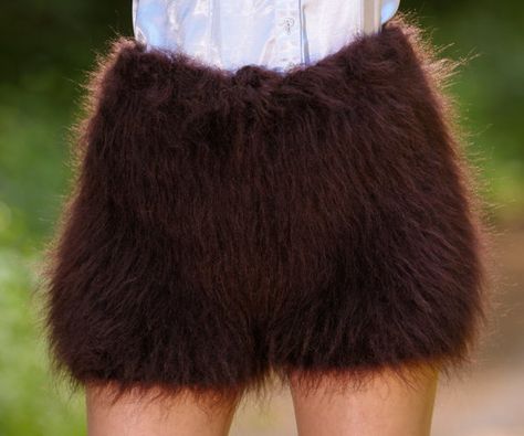 Made to order hand knitted shorts thick and fuzzy by supertanya Mohair Pants, Fuzzy Pants, Short And Thick, Brown Design, Brown Hand, Brown Shorts, Knit Shorts, Style Expert, Lovely Dresses