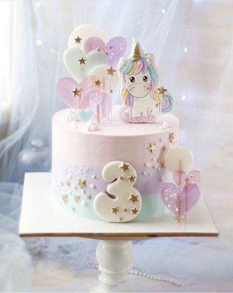 Gökkuşaği Pasta, Candy Birthday Cakes, Baby First Birthday Cake, Pony Cake, Fantasy Cake, Beautiful Cake Designs, Unicorn Birthday Cake, 3rd Birthday Cakes