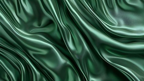 Green Silk Background, Silk Pictures, Free For Commercial Use, Textured Waves, Satin Color, Green Silk, Material Design, Green Backgrounds, Quality Images