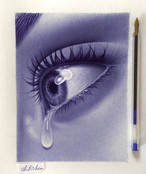 A single tear. 10 blue 1 Black Ballpoint Pen Drawings. Click the image, for more art from ch hicham. Ballpoint Drawing, Edgar Degas Art, Ballpoint Pen Art, Ink Pen Art, Ballpoint Pen Drawing, Pen Drawings, Pen Art Drawings, Abstract Art Painting Diy, Desenho Tattoo