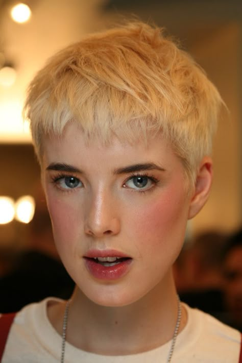 Agyness Deyn httpssmediacacheak0pinimgcom736x165e6c Tomboy Makeup, Queer Haircut, Lesbian Haircut, Androgynous Haircut, Agyness Deyn, Crop Hair, Haircuts Ideas, Hair 2024, Pixie Hair